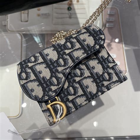 dior saddle card holder with chain|authentic Dior monogram wallet.